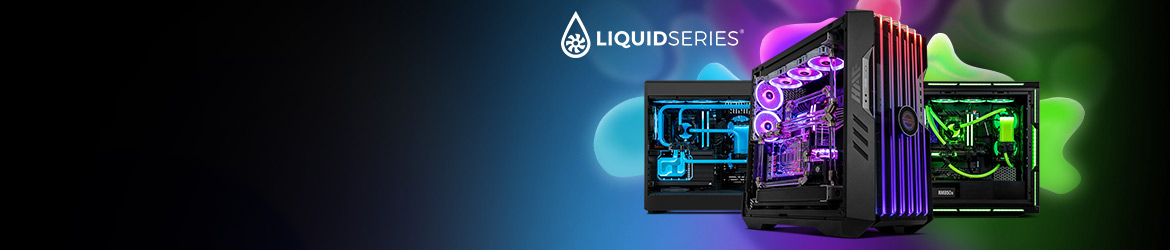 Liquid Series® Ontdek het summum van prestaties en stijl met PCSpecialist Liquid Series® watergekoelde pc's.