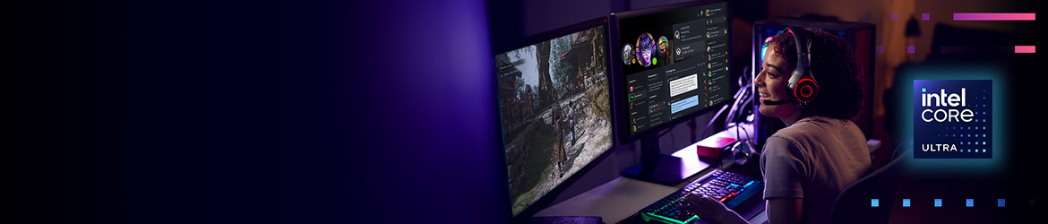 Intel® Core™ Ultra 200S Plus Game op je toppen. Creëer zonder pauze. Intel® Core™ Ultra 200S Plus-processoren zijn gebouwd voor gaming met hoge prestaties en naadloze creativiteit. Stel vandaag nog de jouwe samen.